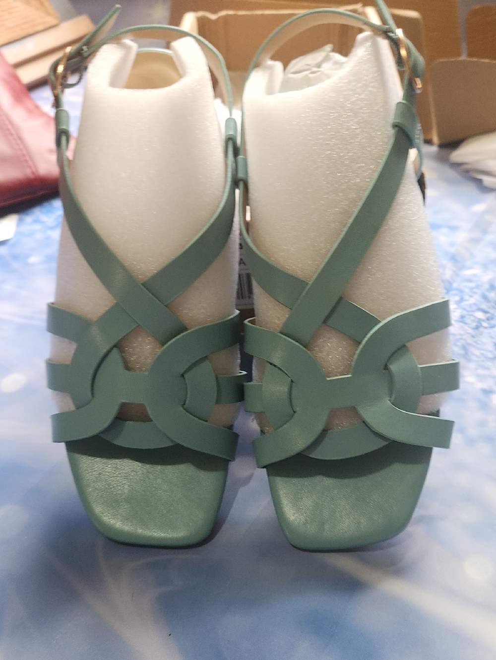 Journee Collection Teal Crisscross Slingback Sandals
